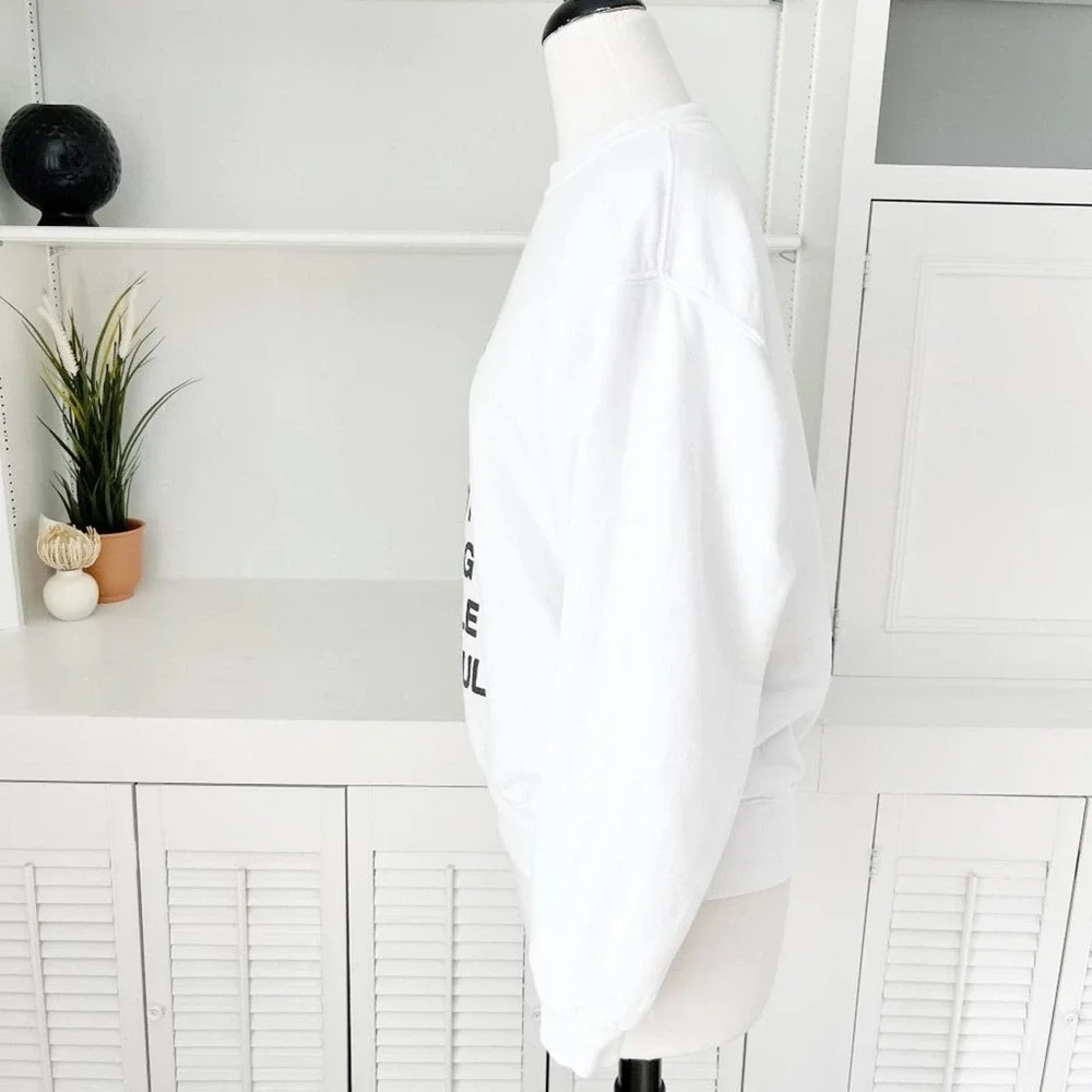 Anine Bing White Ramona Empowerment Crewneck Pullover Sweatshirt Size XS/S - Picture 4 of 11